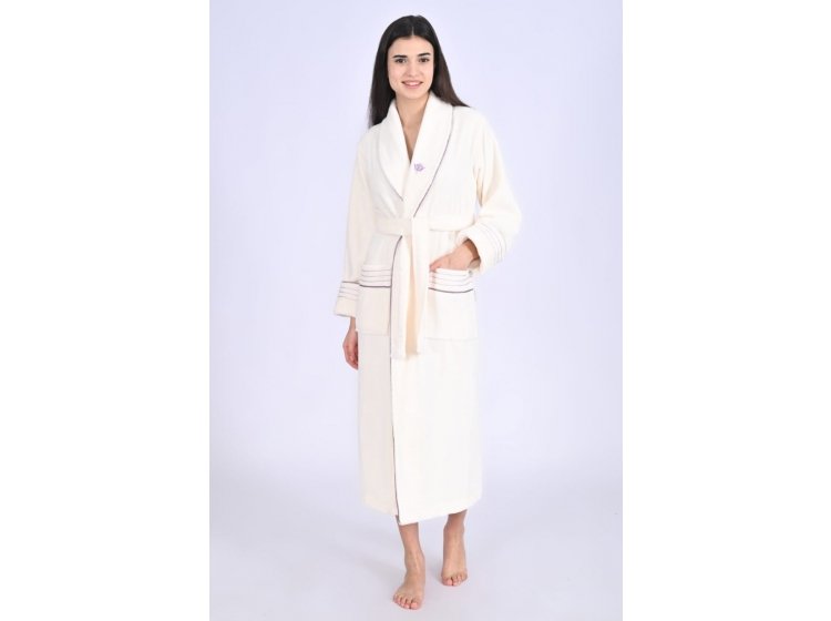 Халат махровый женский с тапочками Nusa. NS 4335 krem