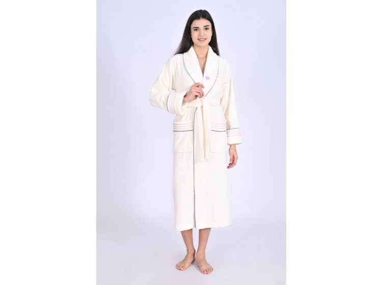 Халат махровый женский с тапочками Nusa. NS 4335 krem