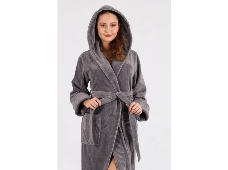 Халат женский махровый бамбуковый Nusa. 6890 gri