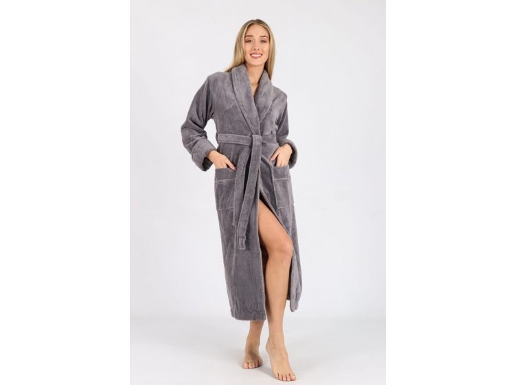 Халат женский махровый бамбуковый Nusa. 6895 gri
