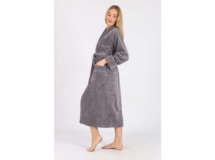 Халат женский махровый бамбуковый Nusa. 6895 gri