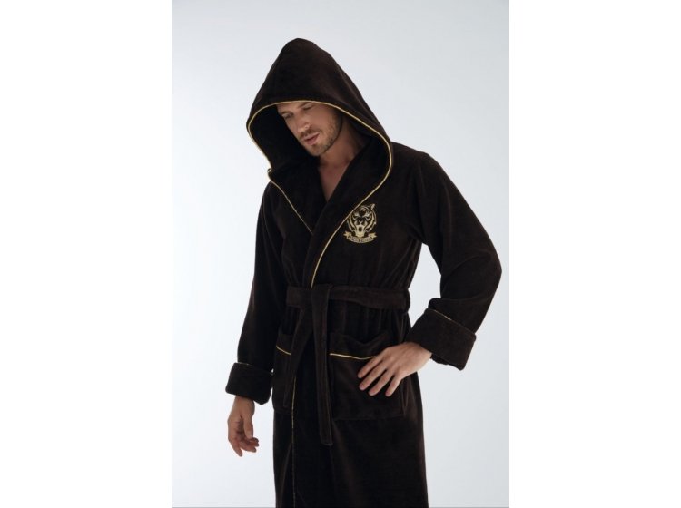 Халат махровый мужской Nusa. 1300 кофейного цвета