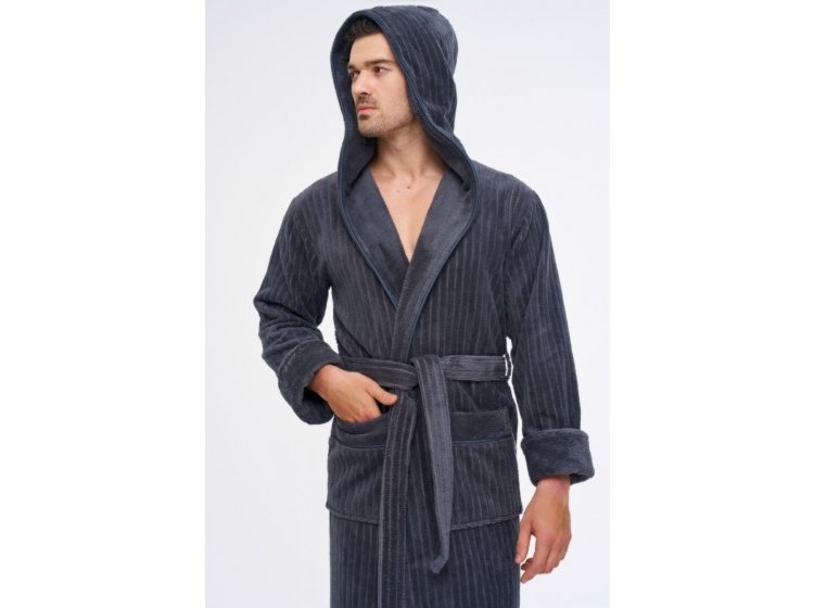 Халат махровый мужской Nusa. NS 1335 antrasit серого цвета