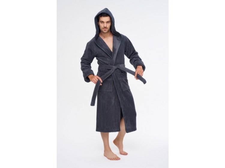 Халат махровый мужской Nusa. NS 1335 antrasit серого цвета