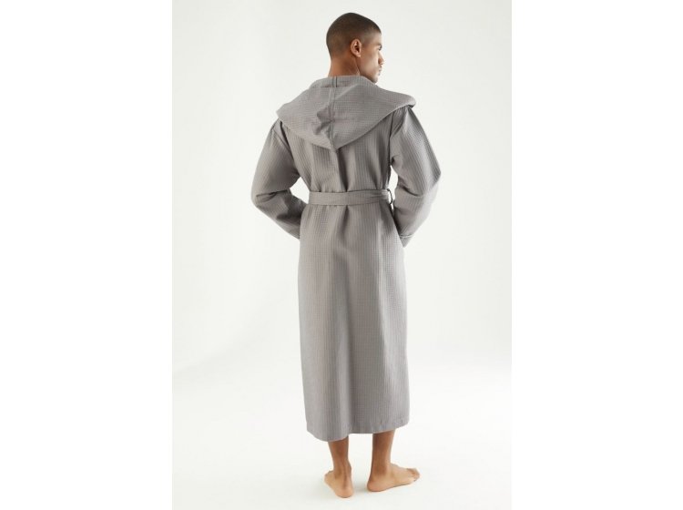 Мужской вафельный халат Nusa. NS 24680 tas серого цвета