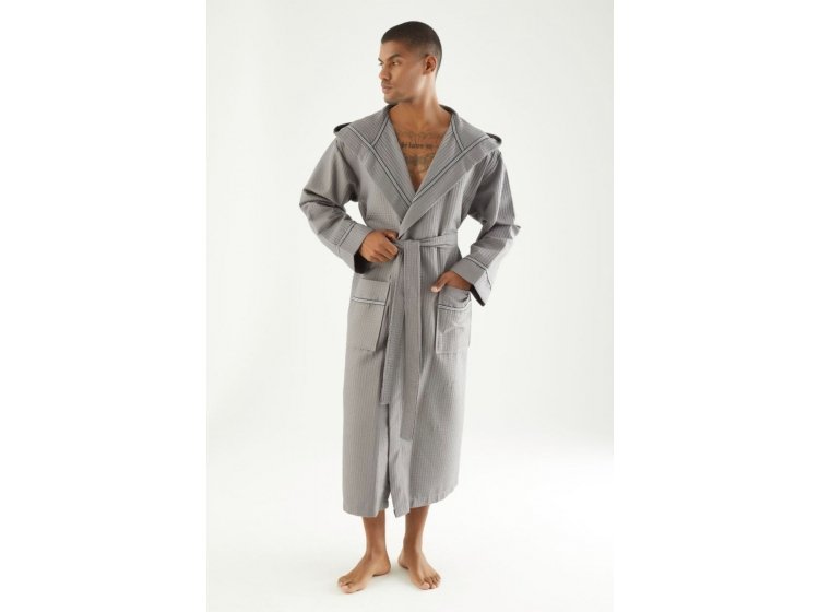 Мужской вафельный халат Nusa. NS 24680 tas серого цвета
