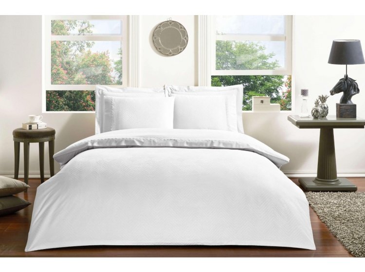 Постельное белье TAC. Сатин-Deluxe Жаккард Sambre White