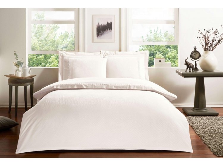 Постельное белье TAC. Сатин-Deluxe Жаккард Sambre Cream