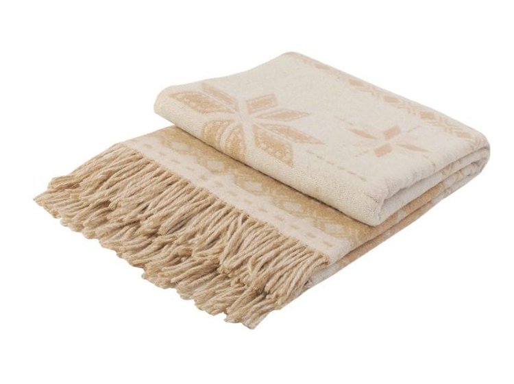 Плед Vladi жаккардовый. Снежинка бежевого цвета