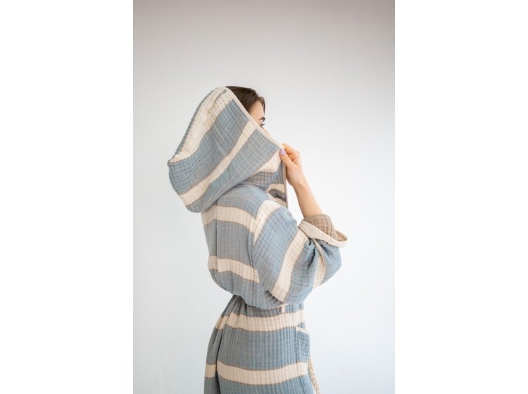 Халат женский Lotus. Milana muslin lead blue-khaki