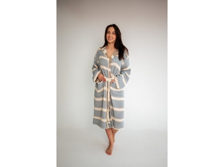 Халат женский Lotus. Milana muslin lead blue-khaki