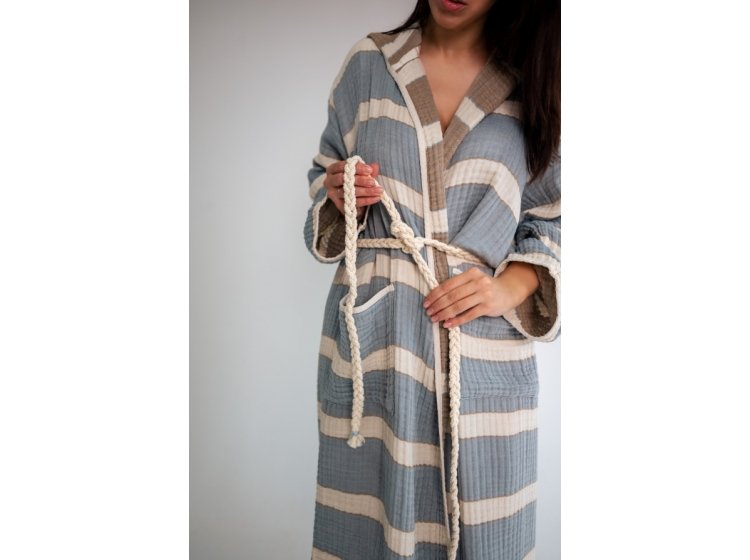 Халат женский Lotus. Milana muslin lead blue-khaki