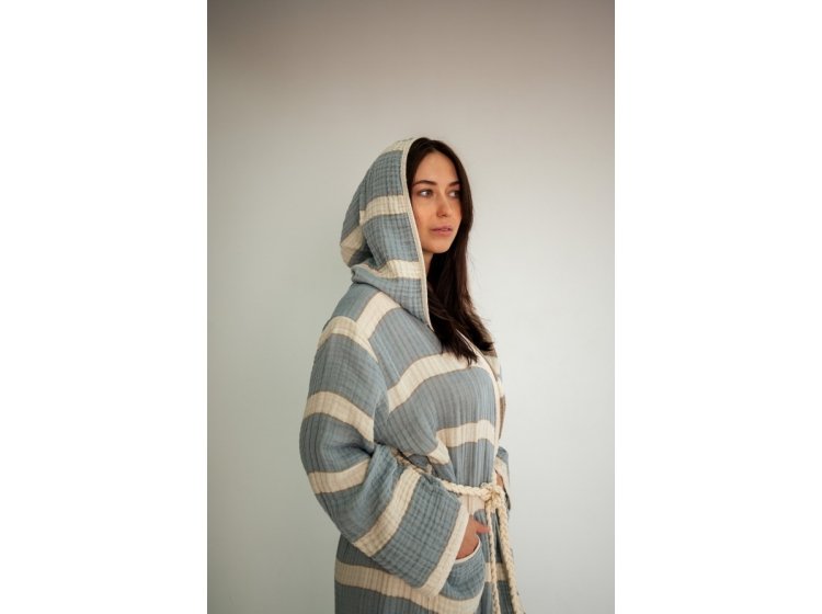 Халат женский Lotus. Milana muslin lead blue-khaki