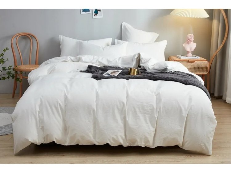 Постельное белье Love you. Вареный хлопок белое