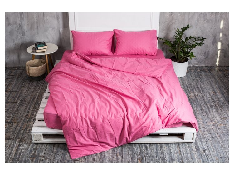 Пододеяльник с наволочками Novita. Однотонный розовый