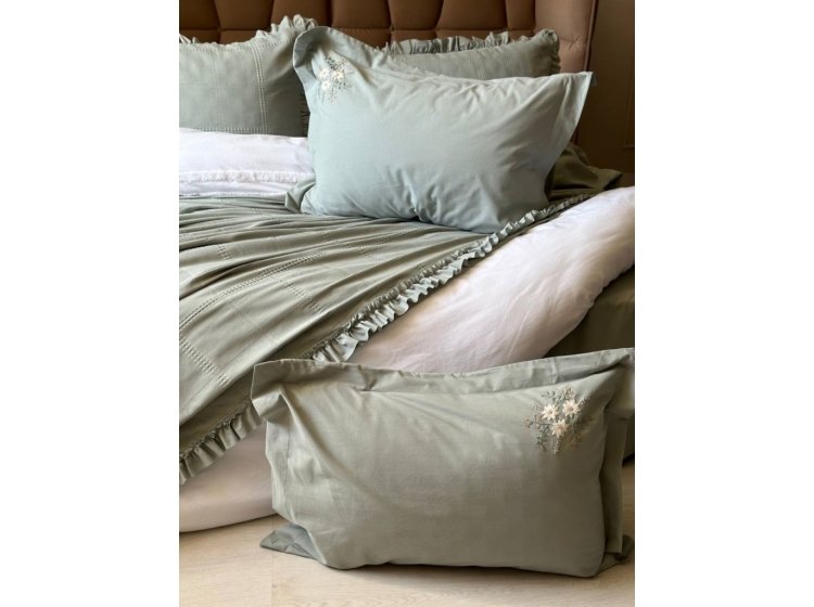 Постельное белье Saheser. Fiorella mint хлопок с вышивкой