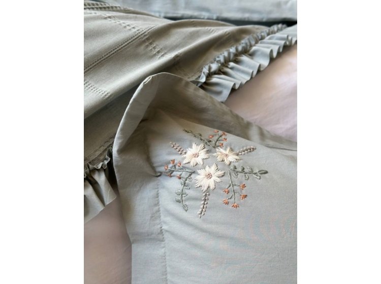 Постельное белье Saheser. Fiorella mint хлопок с вышивкой