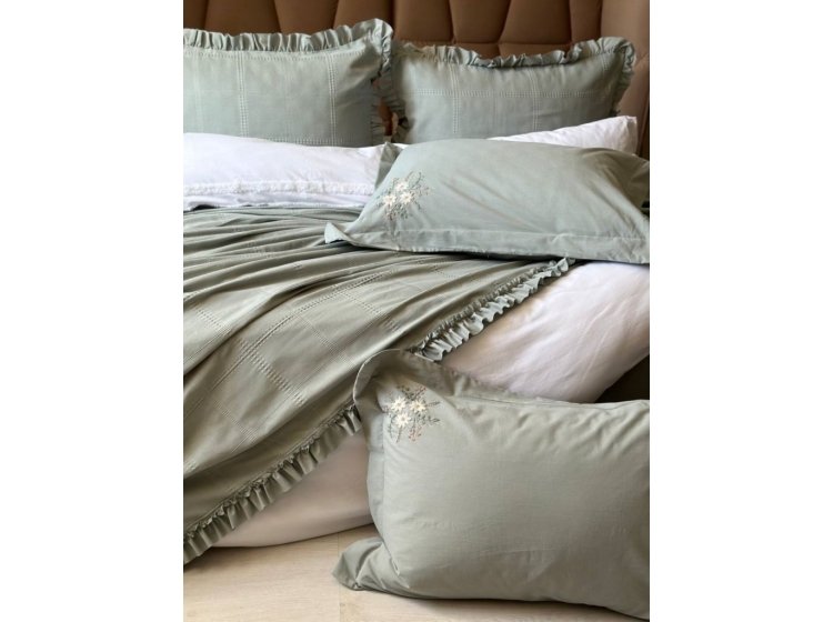 Постельное белье Saheser. Fiorella mint хлопок с вышивкой