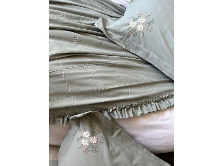 Постельное белье Saheser. Fiorella mint хлопок с вышивкой