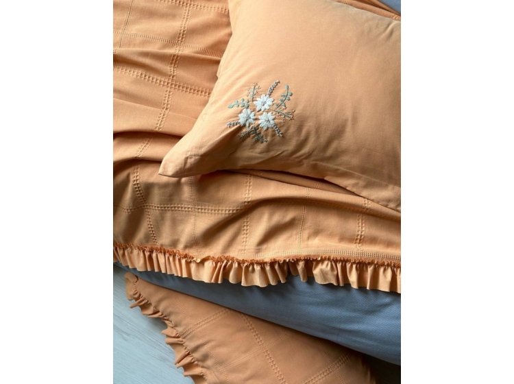 Постельное белье Saheser. Fiorella orange хлопок с вышивкой