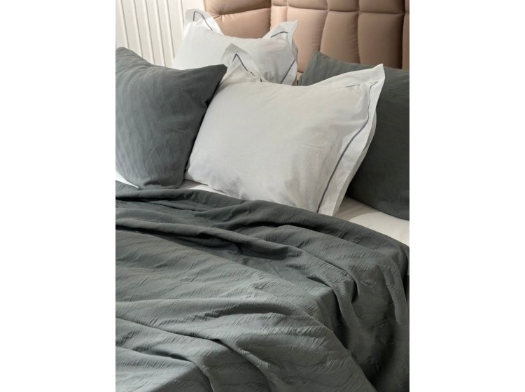 Постельное белье Saheser. Eco cotton  Zebra gri с покрывалом