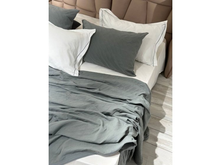 Постельное белье Saheser. Eco cotton  Zebra gri с покрывалом