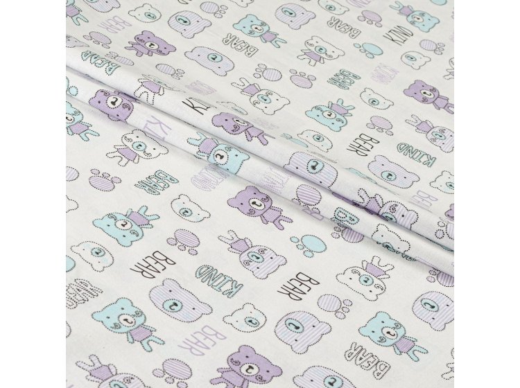 Постельное белье в детскую кроватку Home Line. Тедді бузково-бірюзовий