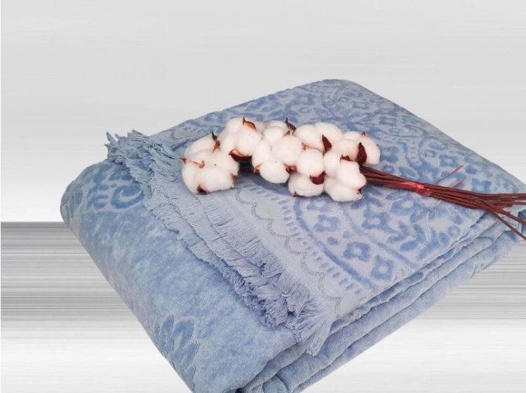 Простынь махровая Parisa Home. Velour Premium JV-144 голубого цвета