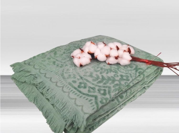 Простынь махровая Parisa Home. Velour Premium JV-144 зеленого цвета