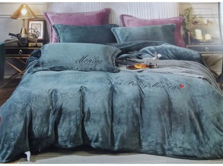 Велюровое постельное белье Koloco. Monica морская волна