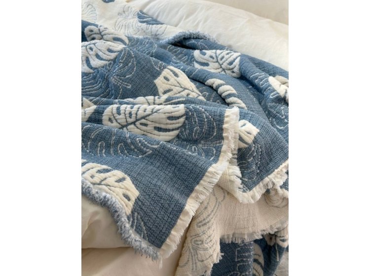 Муслиновое покрывало с наволочками Saheser. Forest mavi