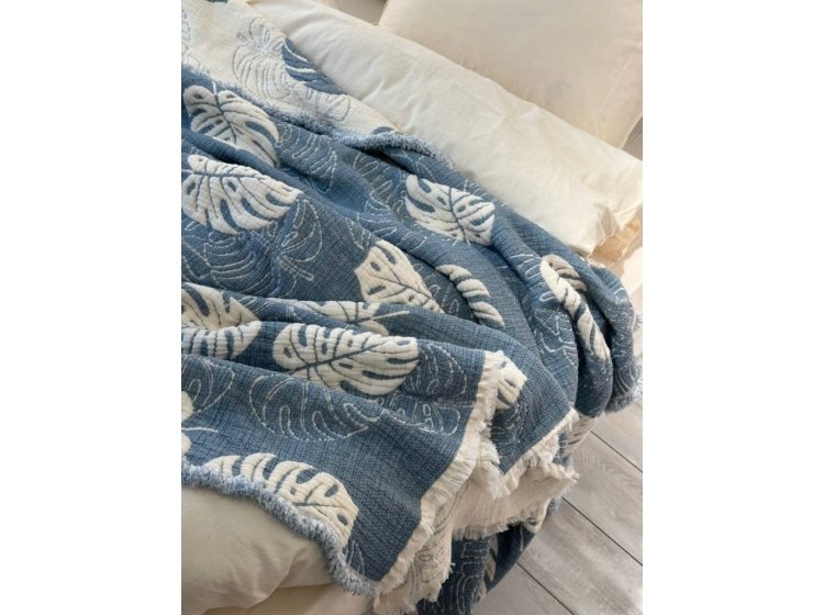 Муслиновое покрывало с наволочками Saheser. Forest mavi