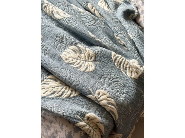 Муслиновое покрывало с наволочками Saheser. Forest mavi