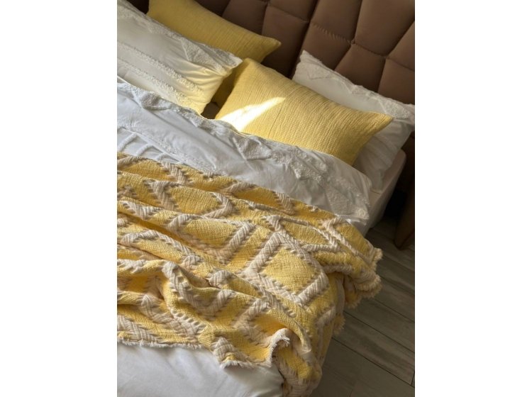 Муслиновое покрывало с наволочками Saheser. Sonia krem-yellow