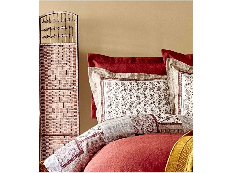 Набор постельное белье Karaca Home. С покрывалом и пледом Maryam bordo