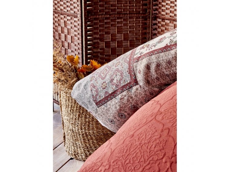 Набор постельное белье Karaca Home. С покрывалом и пледом Maryam bordo