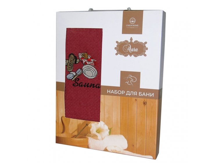 Сарафан для сауны Niltex вафельный женский бордового цвета