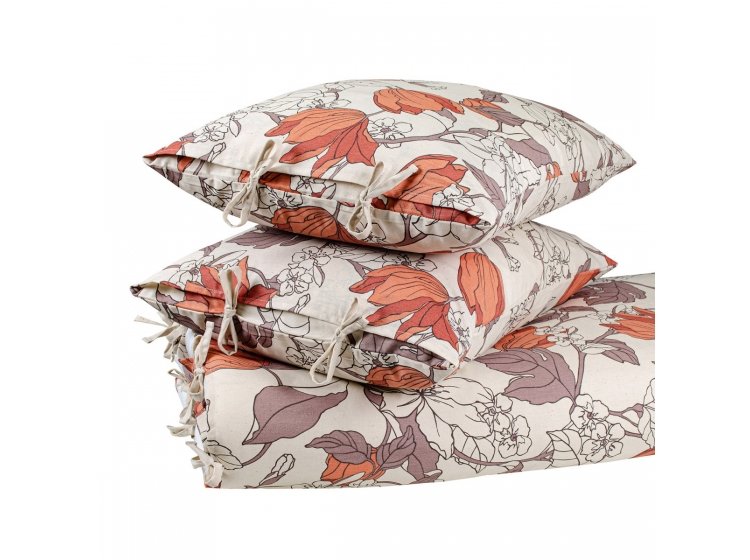 Постельное белье Home Line. ЭКО Бязь Весняний вечір оранжевого цвета