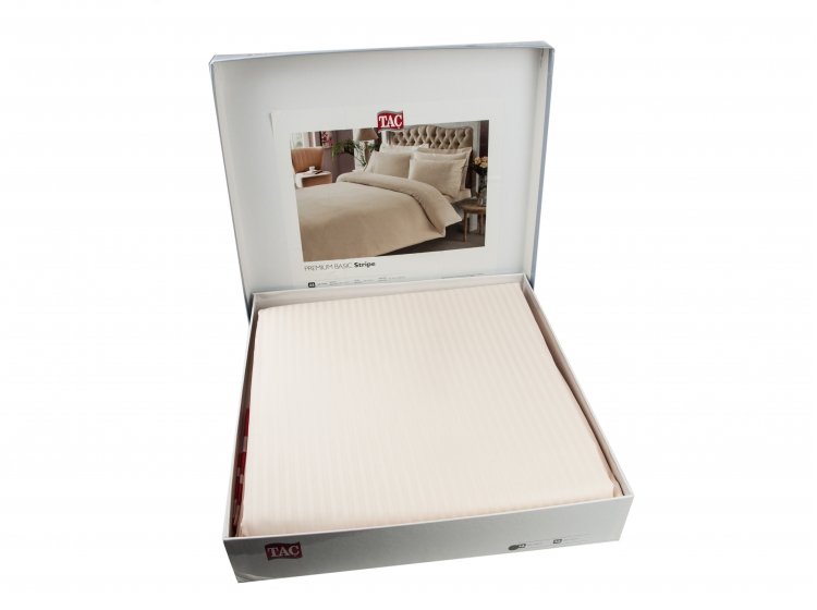 Постельное белье Tac. Premium Basic Stripe кремового цвета упаковка
