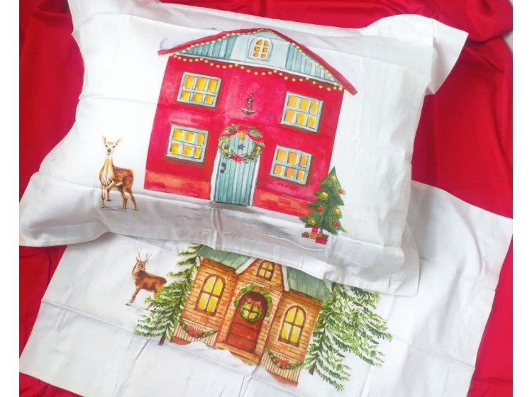 Постільна білизна Tac. Satin SANTA V01-KIRMIZI #постільнабілизна #різдво #санта #сатин #сатин #тас