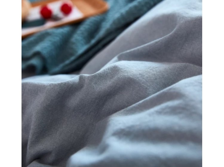 Постельное белье Love you. Вареный хлопок серо-голубое