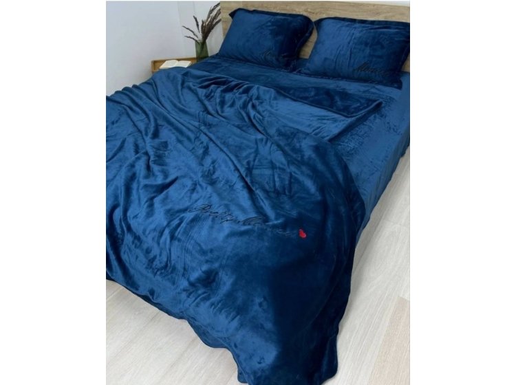Велюрова постільна білизна Koloco. Monica синього кольору
