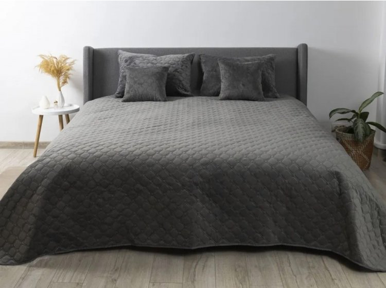 Покрывало ТЕП. Велюровое серого цвета