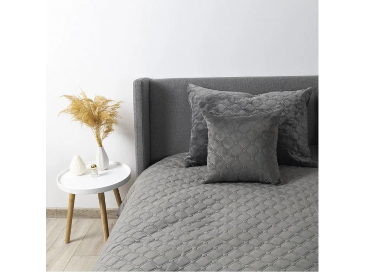 Покрывало ТЕП. Велюровое серого цвета