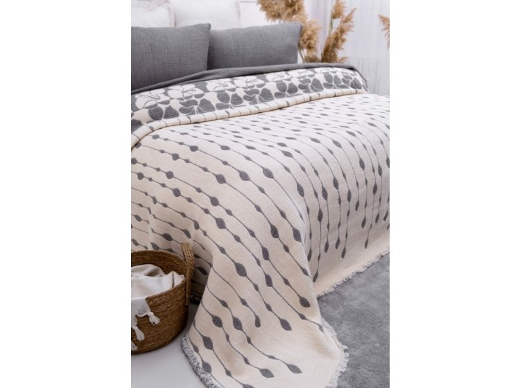 Муслиновое покрывало с наволочками Saheser. Sole Gri