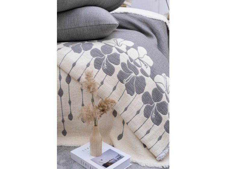 Муслиновое покрывало с наволочками Saheser. Sole Gri