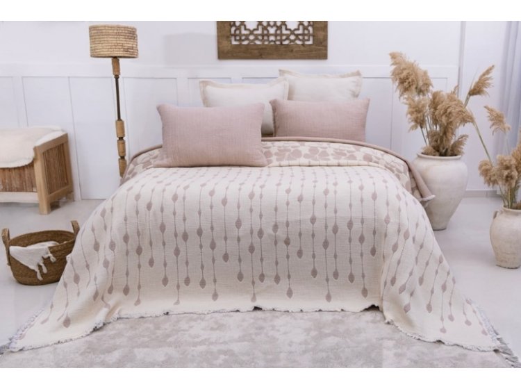 Муслиновое покрывало с наволочками Saheser. Sole Bej