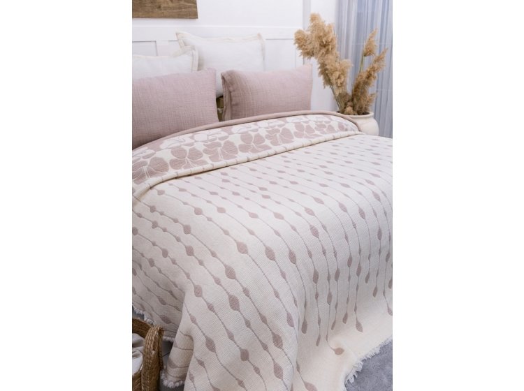 Муслиновое покрывало с наволочками Saheser. Sole Bej