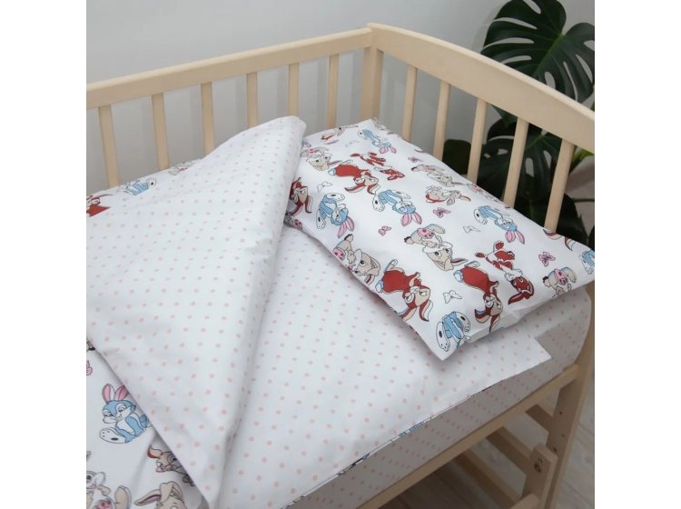 Постельное белье в детскую кроватку ТЕП. Милые зайчики розового цвета