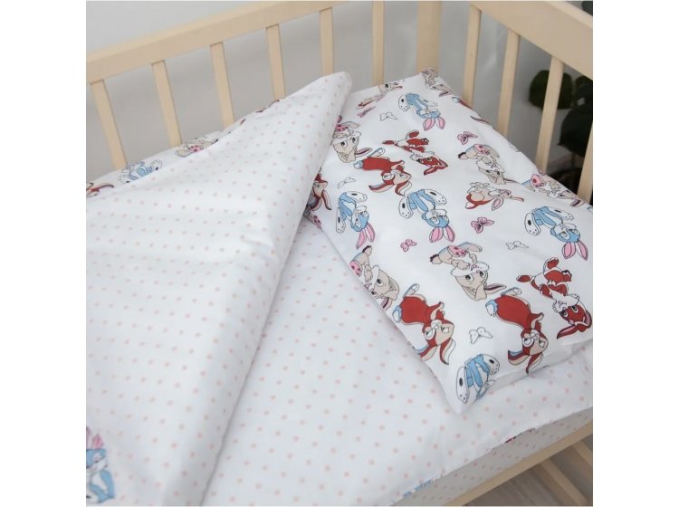 Постельное белье в детскую кроватку ТЕП. Милые зайчики розового цвета